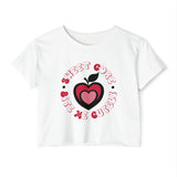 Sweet Core Heart Apple Crop Top — Y2K Indie Soft Girl Festival Tee