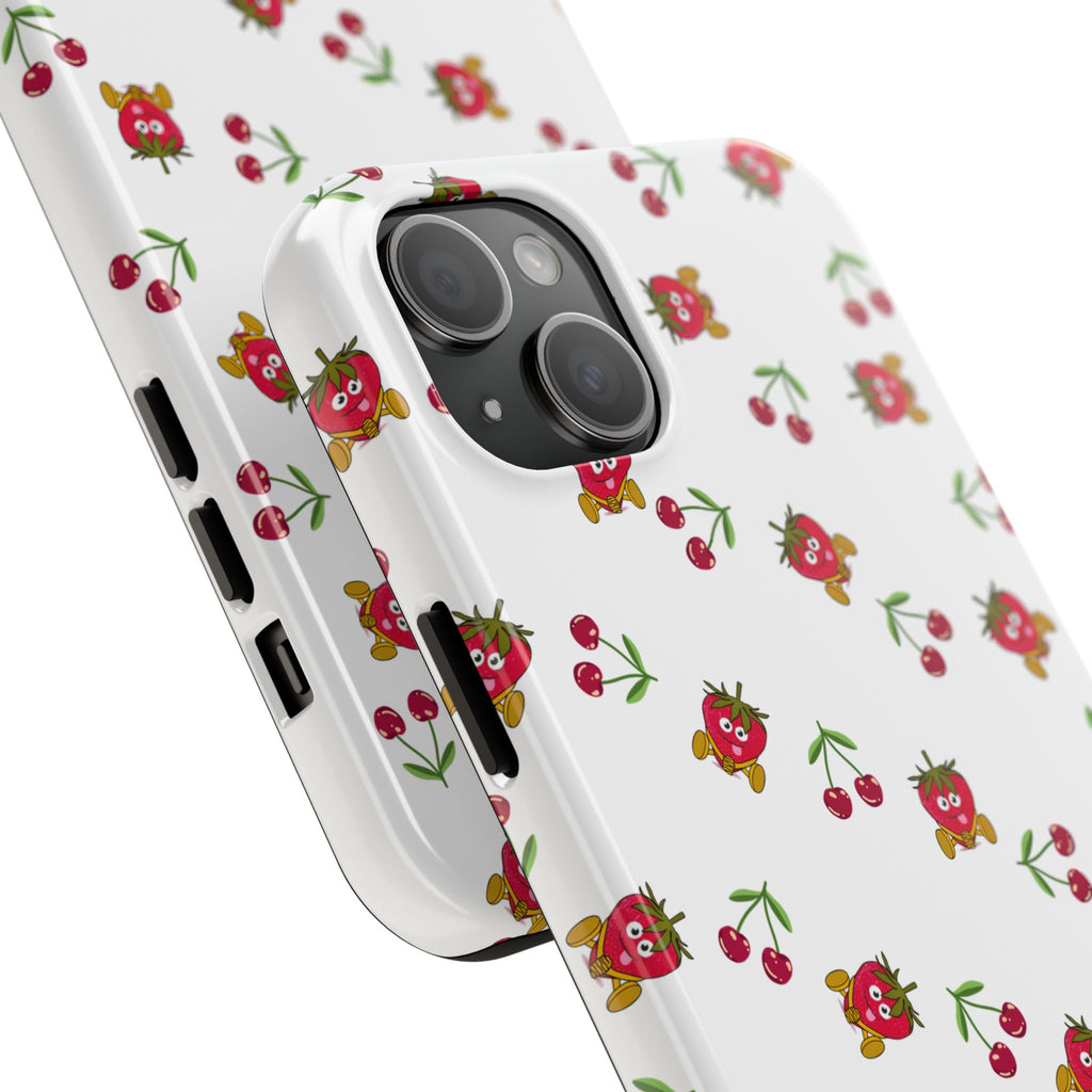Fruit Patterned Phone Cases, Summer Fruits Phone Covers, Berry Print Tough Cases, Stylish Cell Phone Protectors, Red Fruits Phone