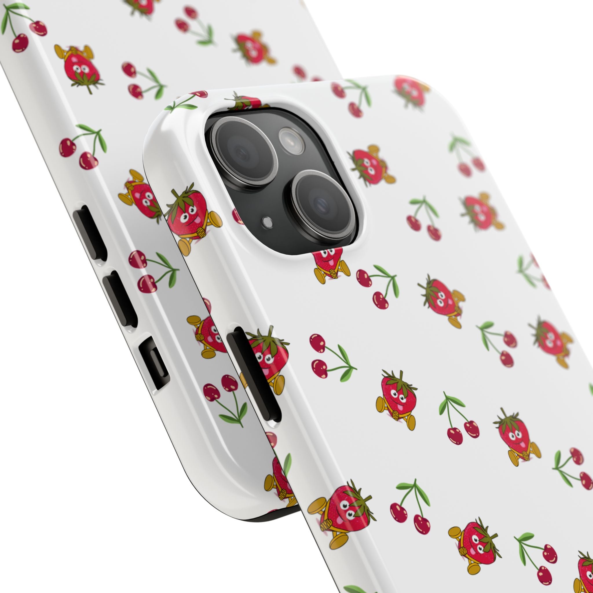 Fruit Patterned Phone Cases, Summer Fruits Phone Covers, Berry Print Tough Cases, Stylish Cell Phone Protectors, Red Fruits Phone