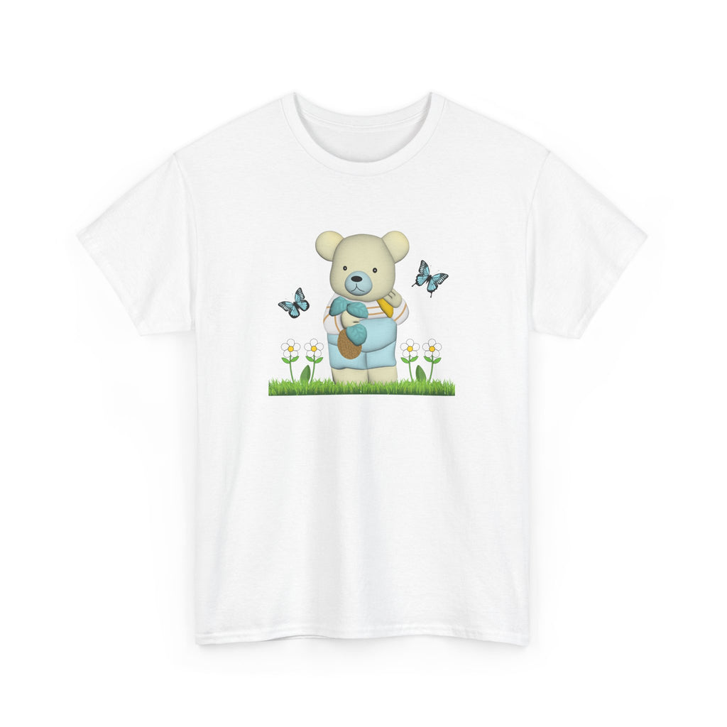 Garden Bear with Butterflies T-Shirt, Cute Bear Shirt, Nature Lover Tee, Botanical Garden Top, Wildlife Animal Unisex Tee