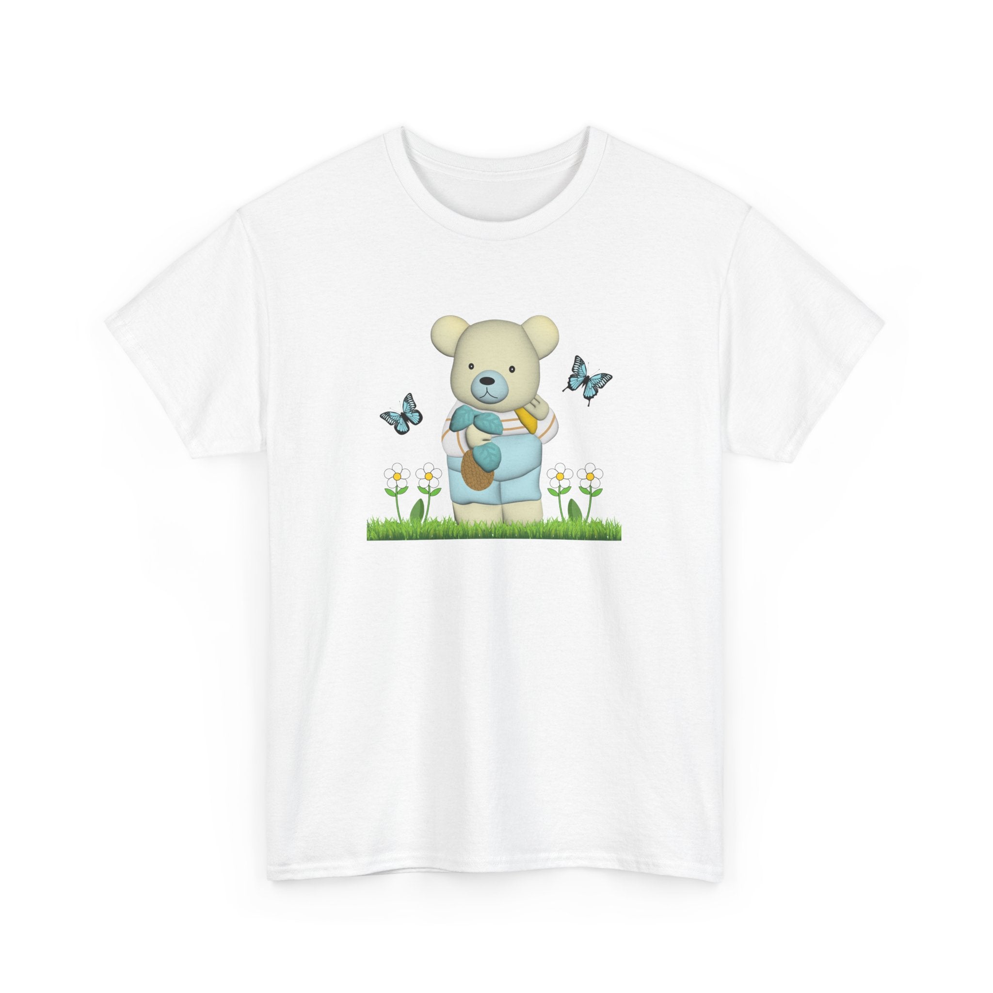 Garden Bear with Butterflies T-Shirt, Cute Bear Shirt, Nature Lover Tee, Botanical Garden Top, Wildlife Animal Unisex Tee