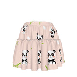 Kawaii Heaven Women's Panda Print Ruffled Mini Skirt, A-Line High Waist Skater Skirt