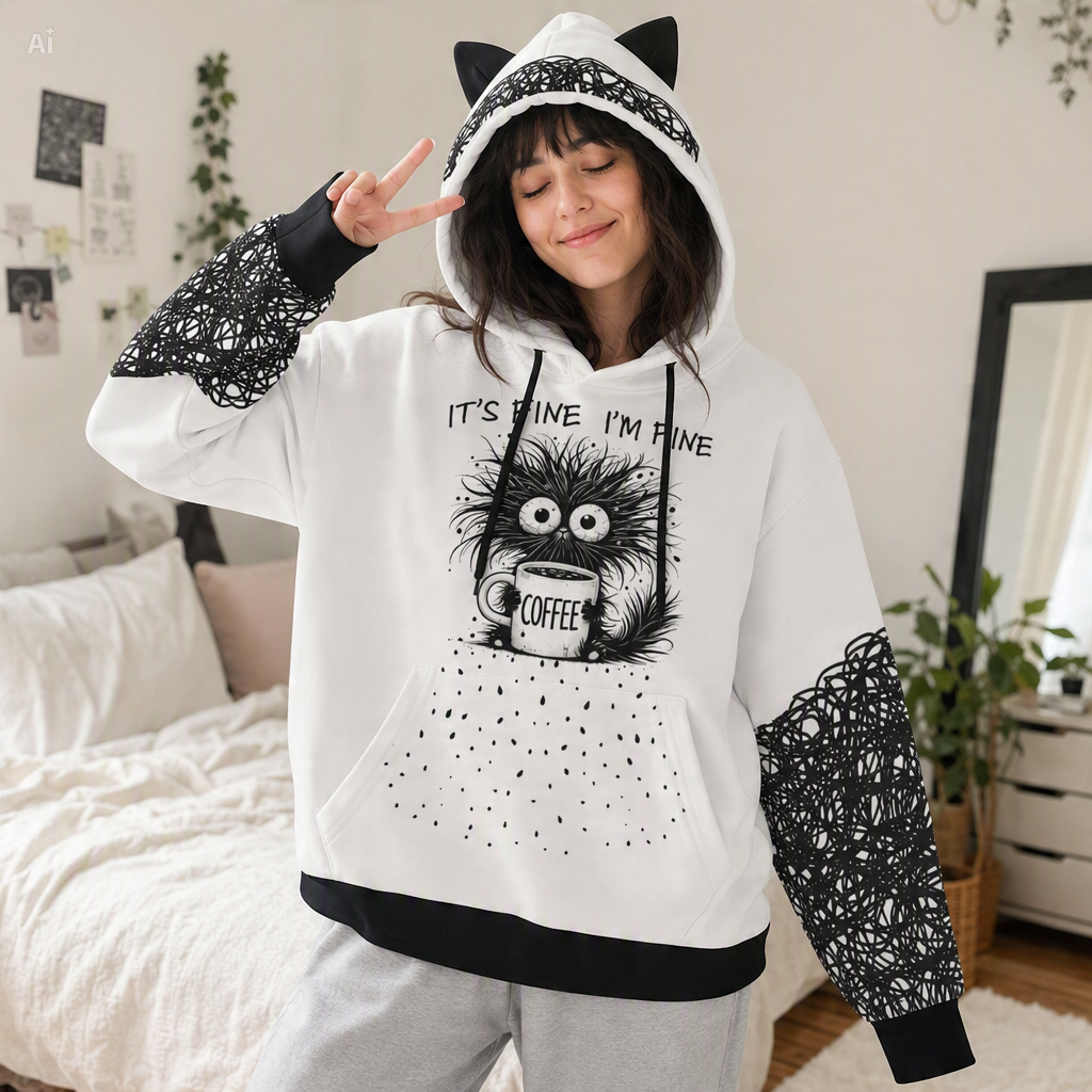 It’s Fine Coffee Cat Ear Hoodie