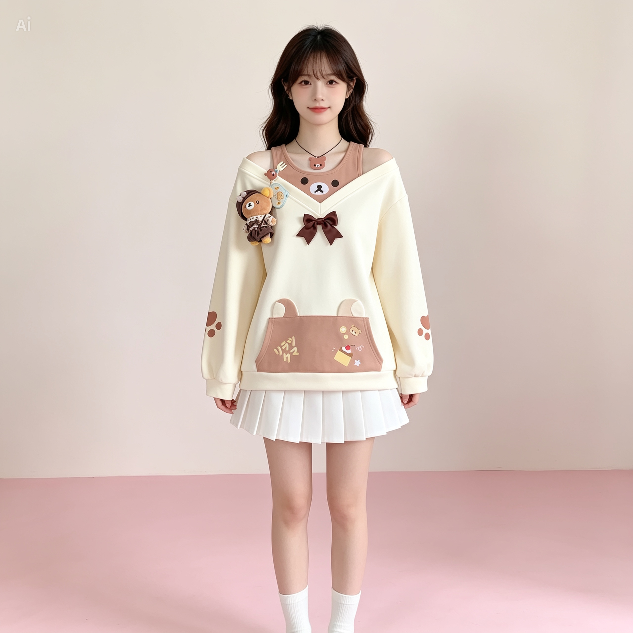 Cute Bear Kawaii Off Shoulder Top