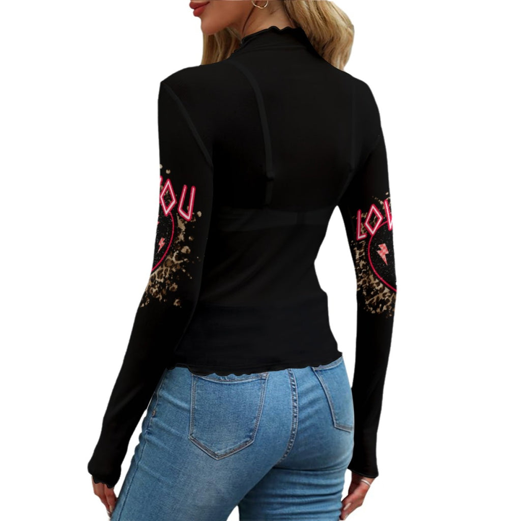 Love You Gothic Mesh Long Sleeve – Sheer Statement Top
