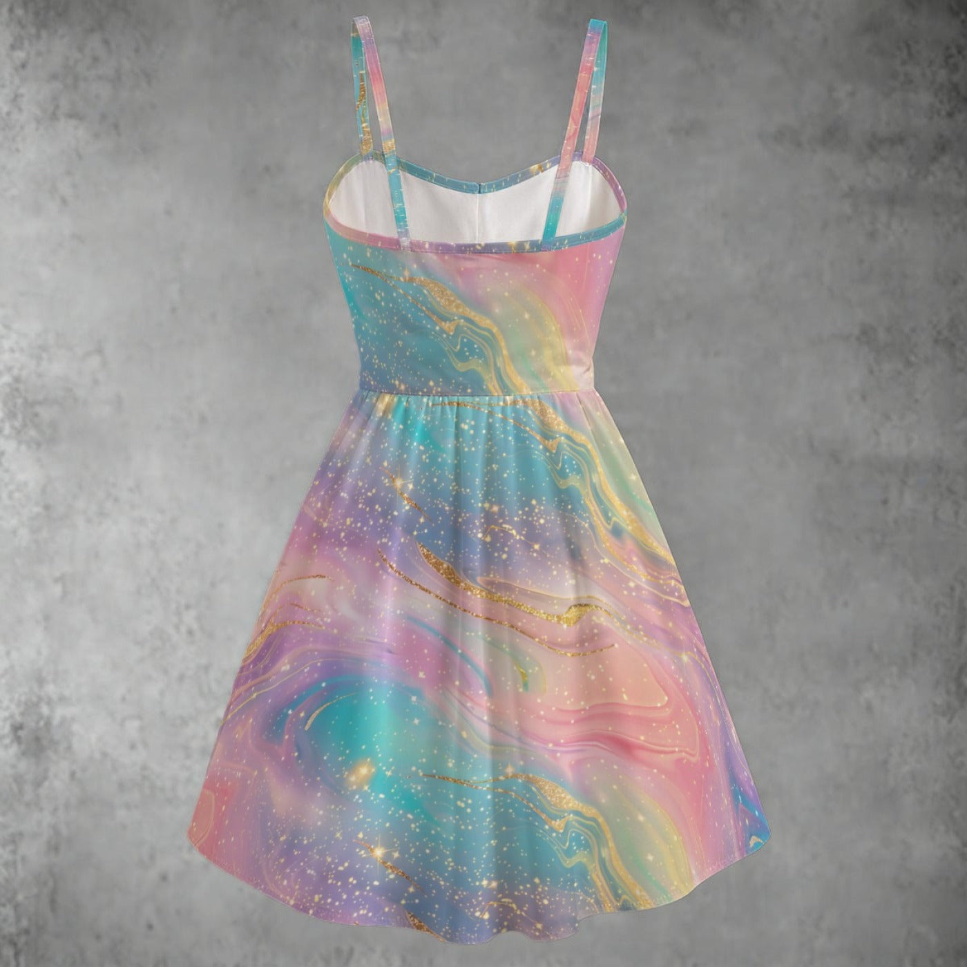 Pastel Marble Sundress – Sweetheart Neck Fairycore Summer Dress