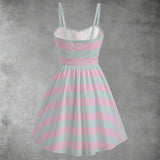 Pastel Striped Spaghetti Strap Dress – Sweetheart Neck Summer Sundress
