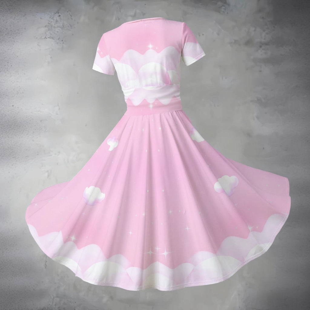 Pastel Pink Cloud Celestial Midi Dress