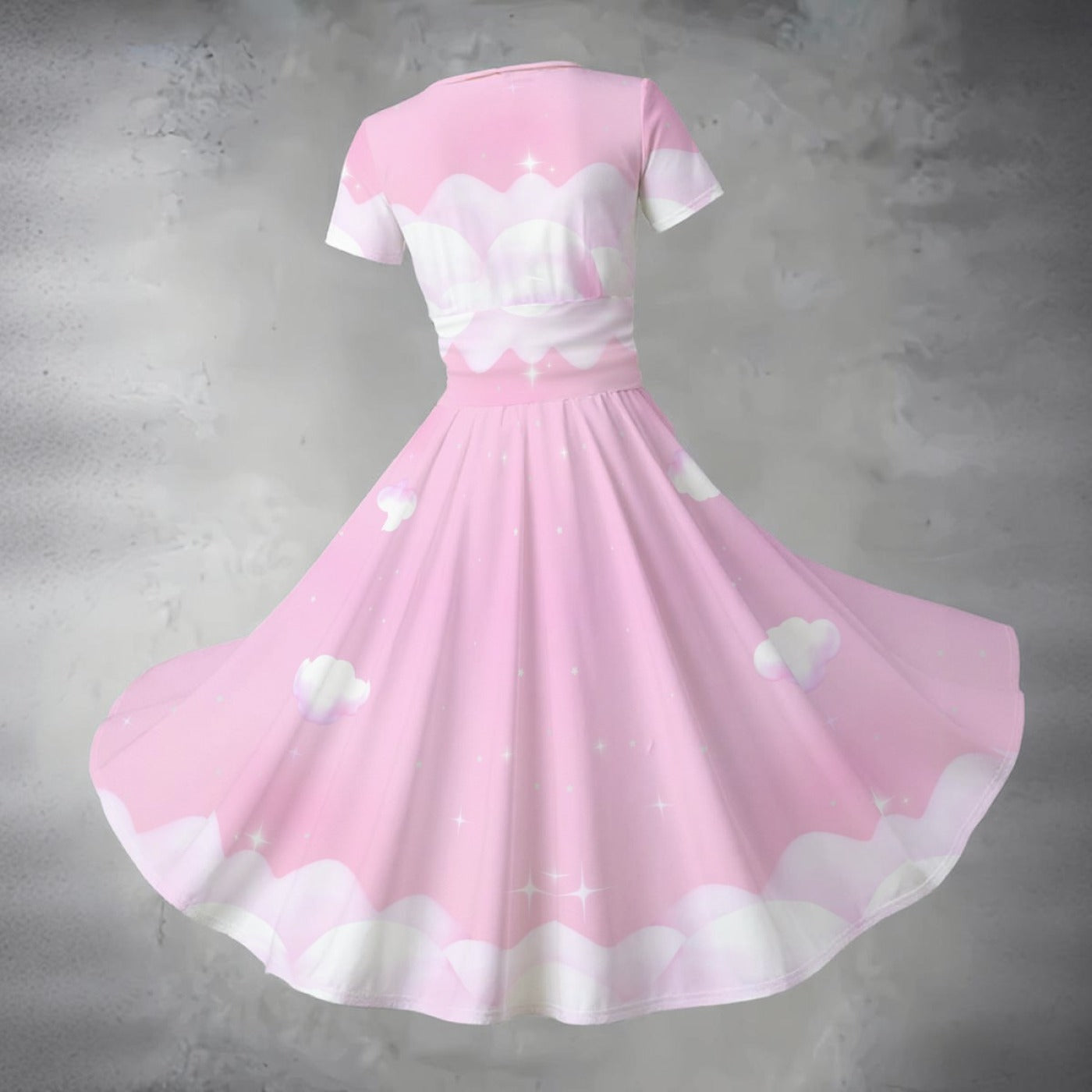 Pastel Pink Cloud Celestial Midi Dress
