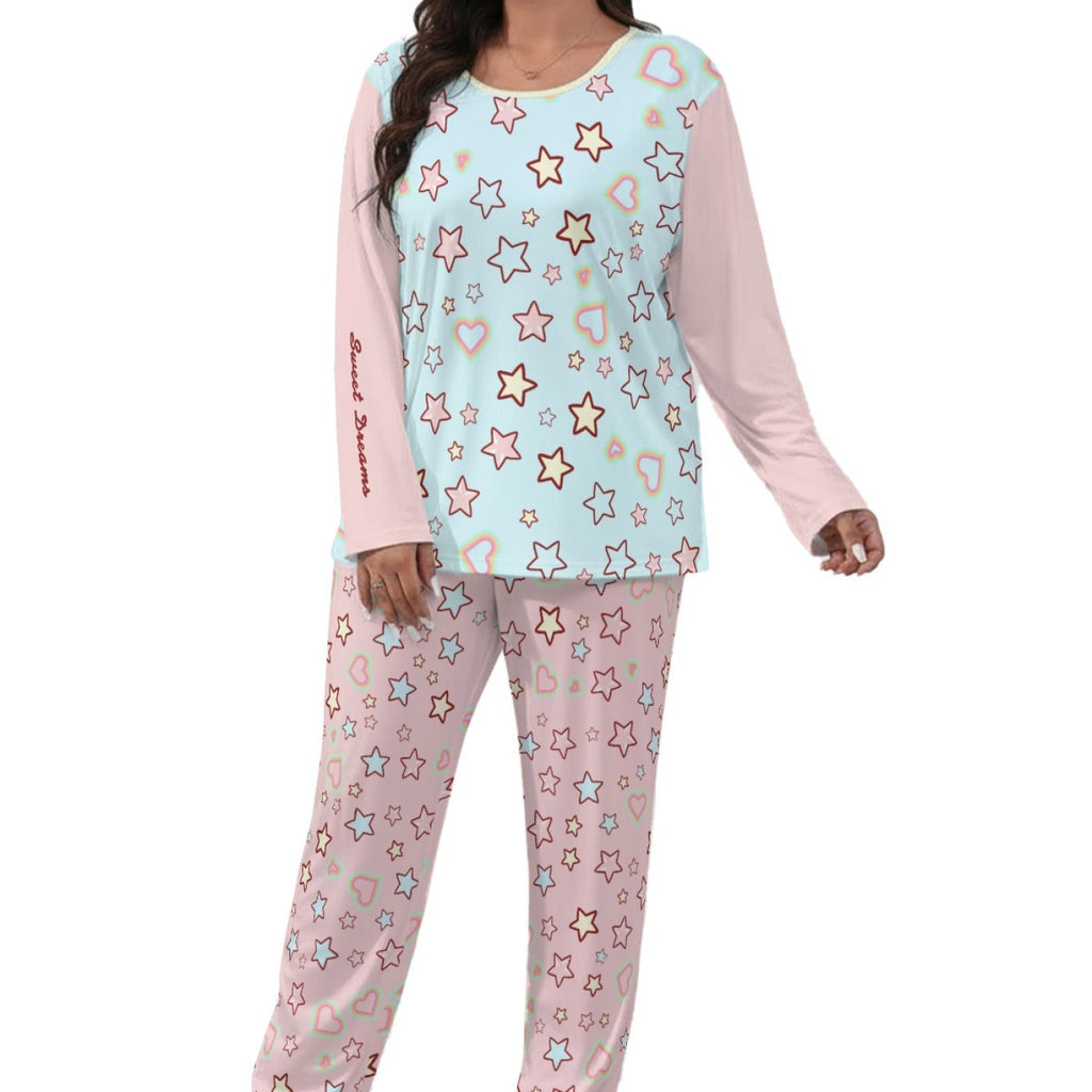 Pastel Star Pajama Set – Cute Pink Blue Loungewear Set