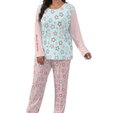 Pastel Star Pajama Set – Cute Pink Blue Loungewear Set