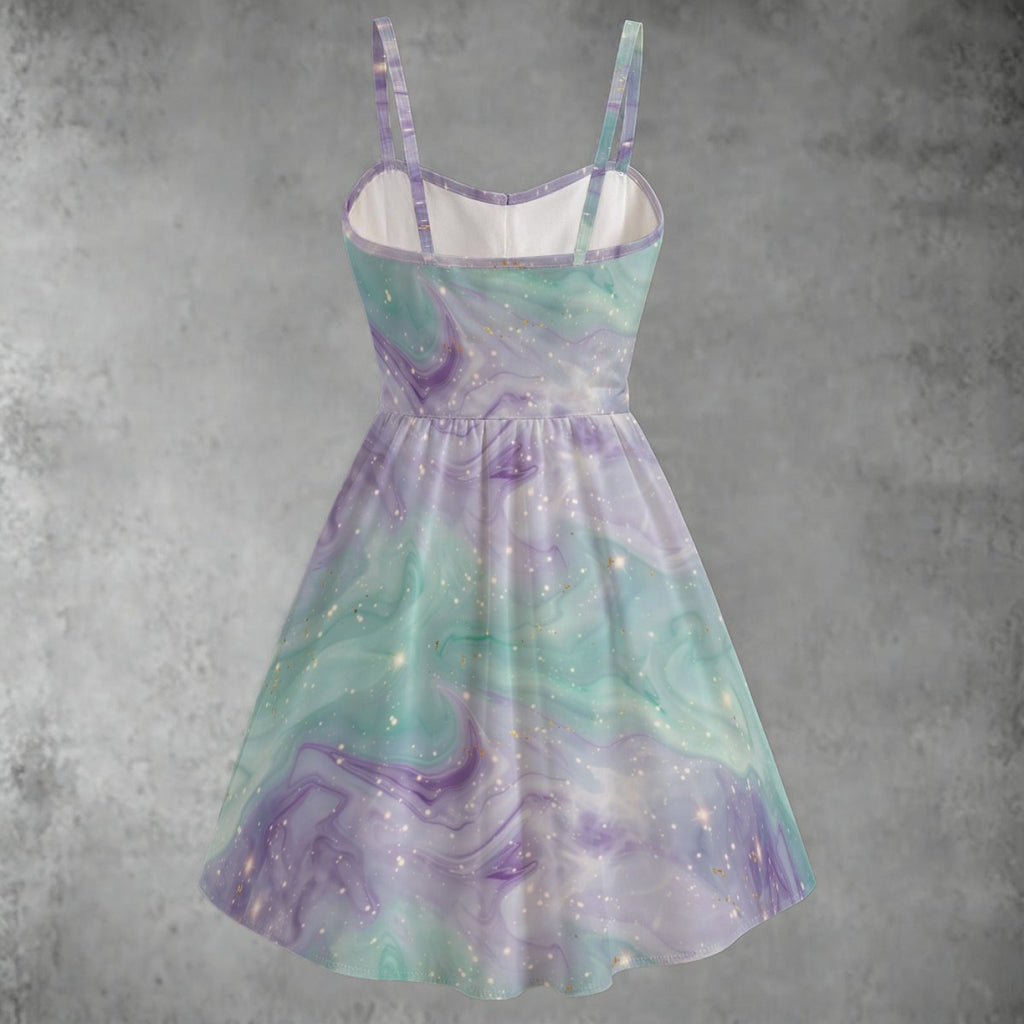 Pastel Galaxy Sundress – Sweetheart Neck Spaghetti Strap Dress