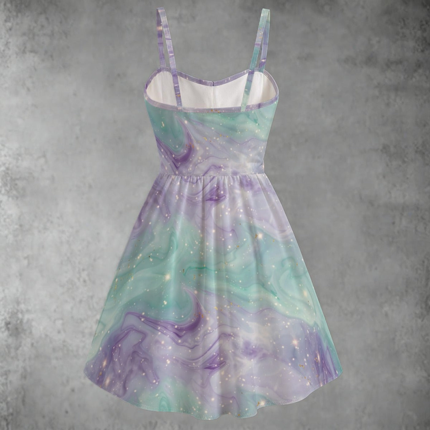 Pastel Galaxy Sundress – Sweetheart Neck Spaghetti Strap Dress