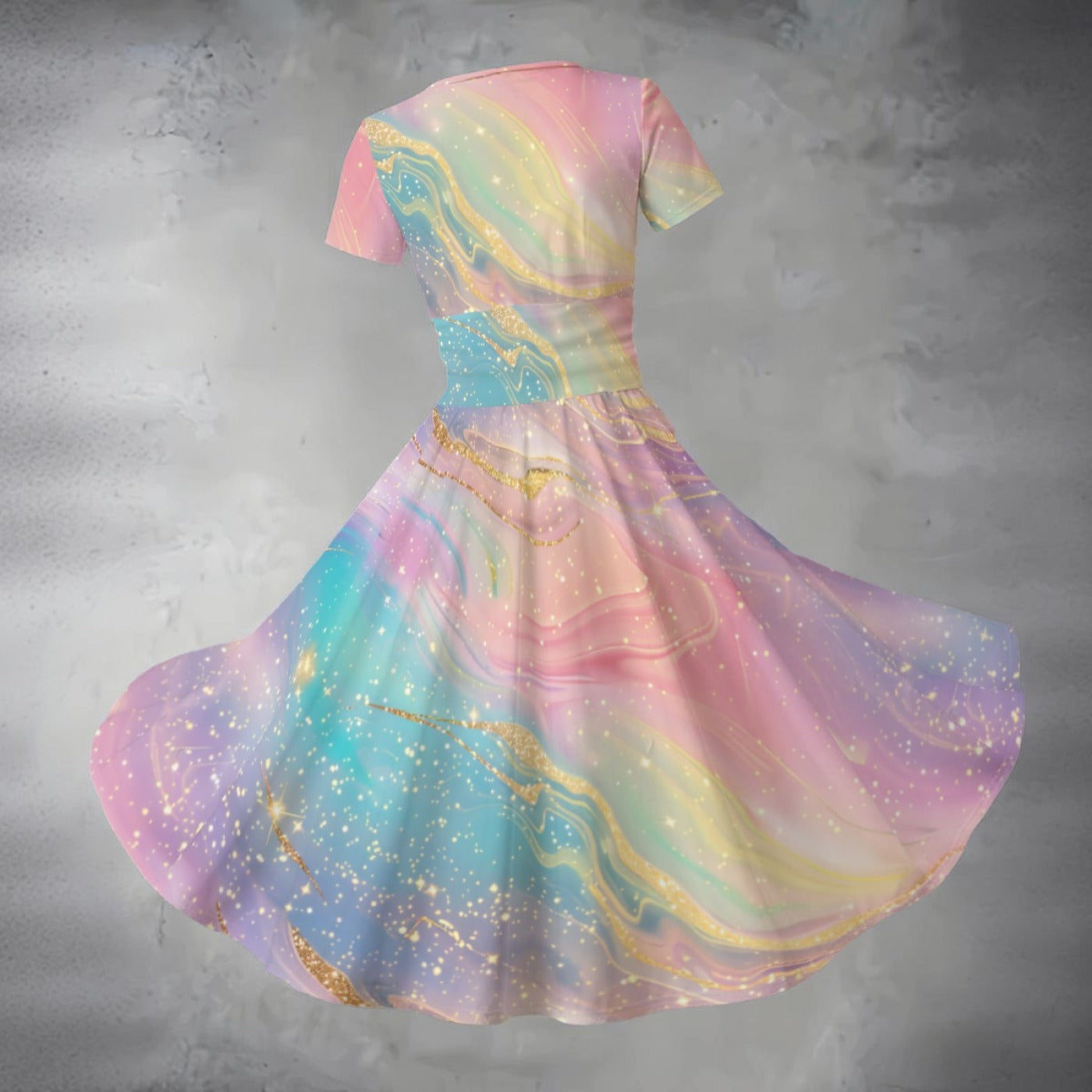 Pastel Rainbow Midi Dress V Neck Elegant Summer Dress Kawaii Heaven Pastel Rainbow Midi Dress V Neck Elegant Summer Dress Kawaii Heaven