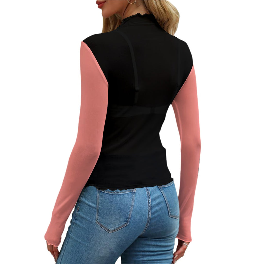 GRRR Me Heart Long Sleeve Top – Women’s Paw Print Mesh Shirt