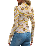 Teddy Bear Mesh Long Sleeve Top – Sheer Kawaii Style