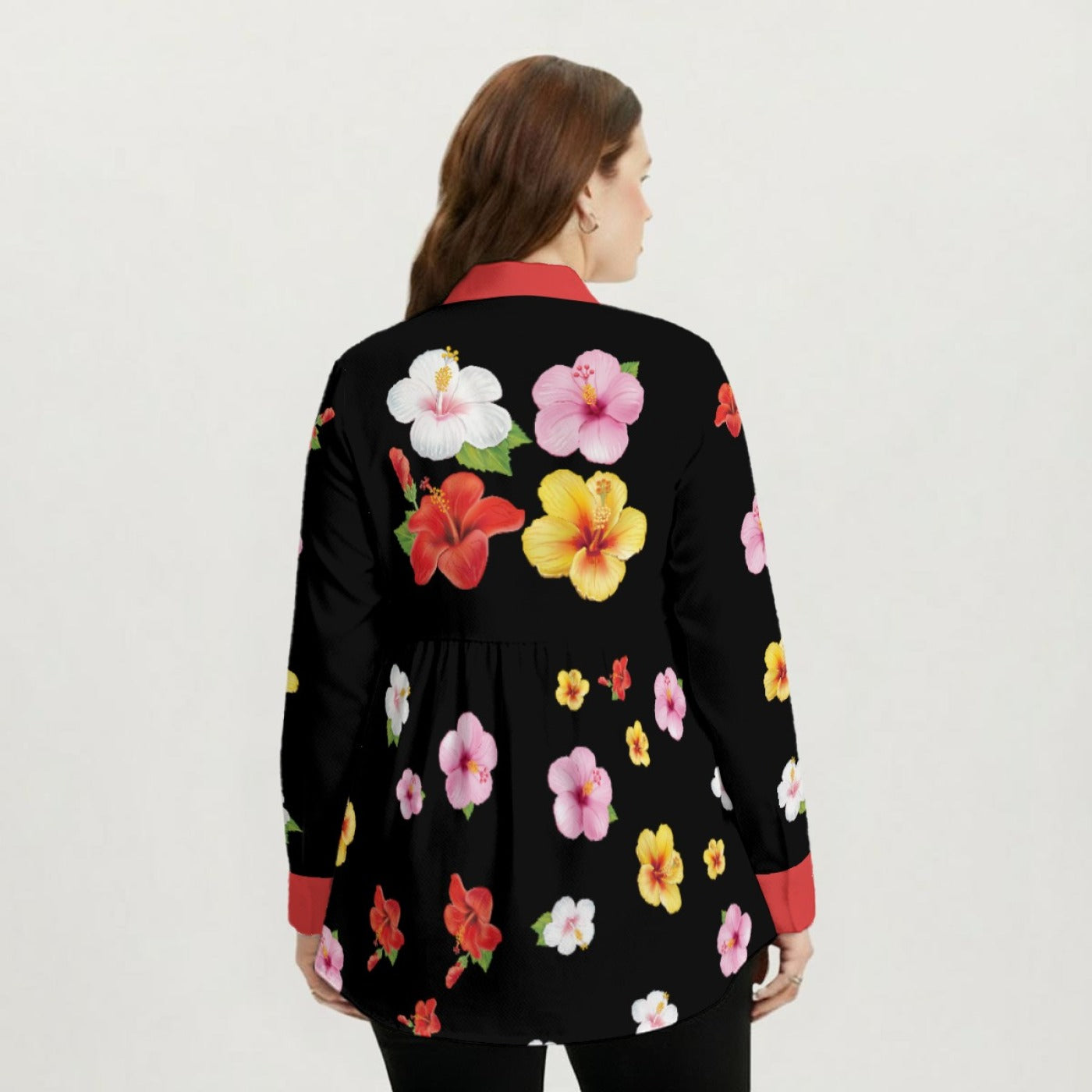 Floral Button Shirt – Black Flower Loose Fit Blouse