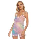 Pastel Galaxy Romper – Backless Summer Lounge Playsuit