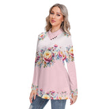 Floral Heap Neck Tunic Blouse – Long Sleeve Slim Fit Top for Women