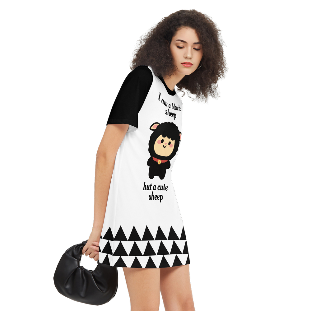 Short-Sleeve T-Shirt Dress I am a black sheep but a cute sheep
