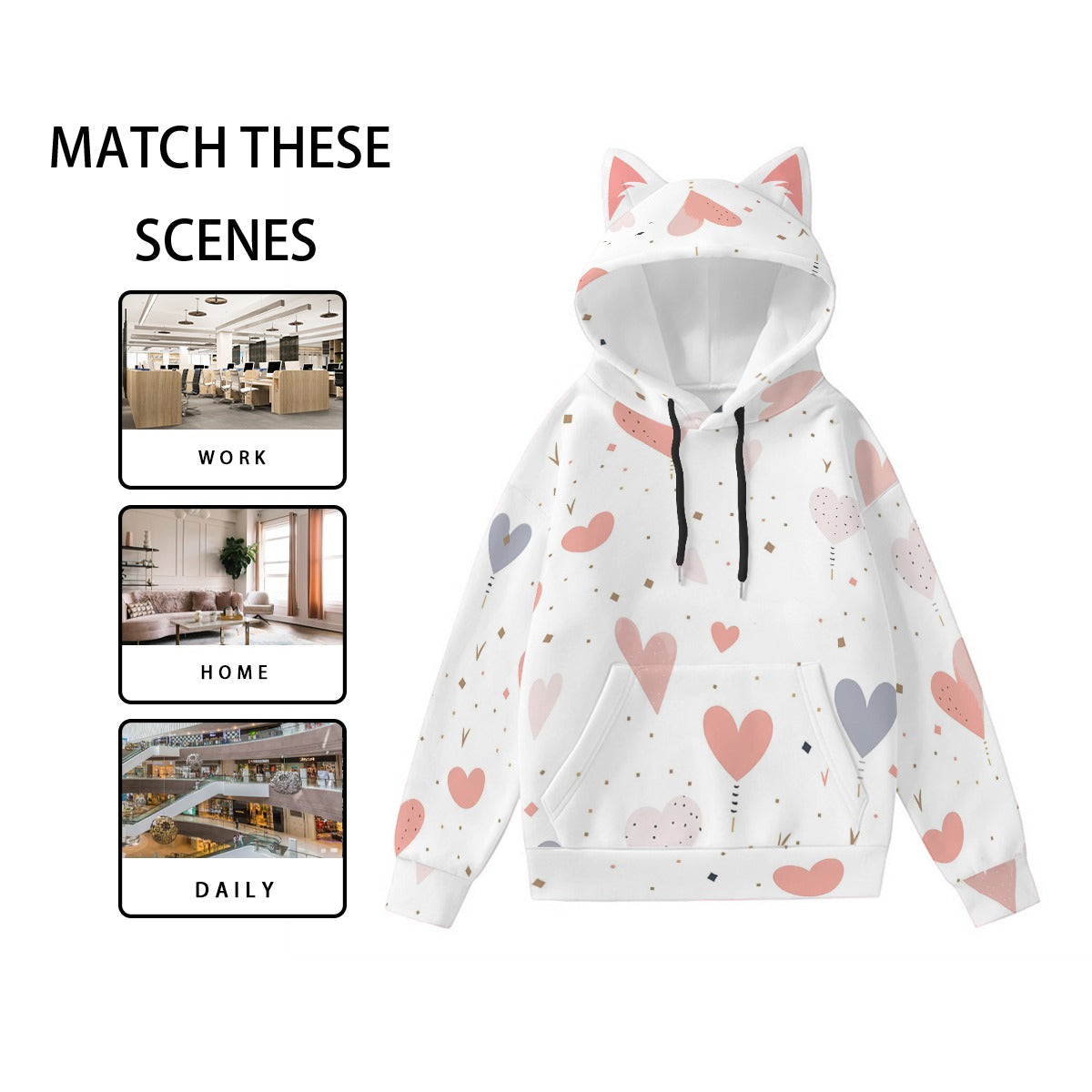 Kawaii Heaven Women's Cute Cat Ear Hoodie with Decorative Ears