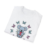 Koala Heart T-Shirt, Cute Animal Tee, Butterfly Graphic Shirt, Nature Lover Gift, Wildlife Lover Top