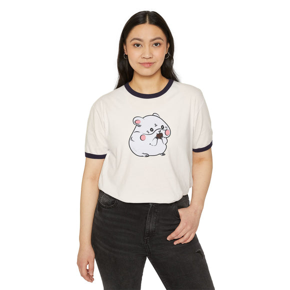 Kawaii Cute Hamster Ringer Tee - Cotton T-Shirt - Animal Lover Gift - Funny Graphic Tee - Cute Rodent Shirt