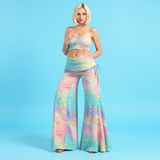 Pastel Galaxy Wide Leg Pants – High Waist Flowy Boho Trousers
