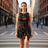 Cherry Wrap Mini Dress – Sleeveless Slim Fit Summer Dress