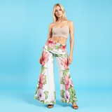Floral Wide Leg Pants – Pink Hibiscus High Waist Trousers