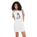 Kawaii Unicorn White Women's Short-Sleeve T-Shirt Dress-Heavyweight 225g