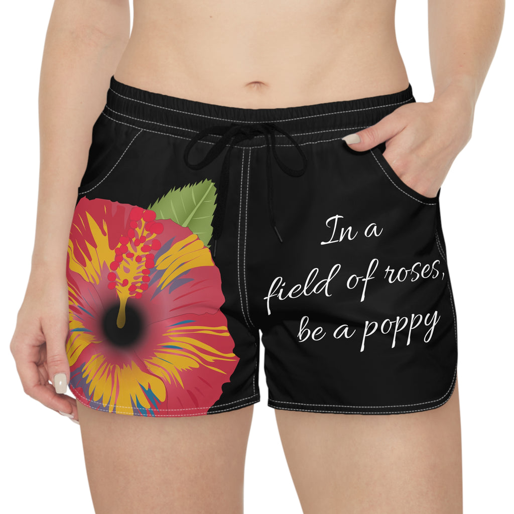 Poppy Field Women's Shorts, Rose Design, Floral Casual Bottoms, Summer Fashion, Red Flower Pattern, Gardener Gift