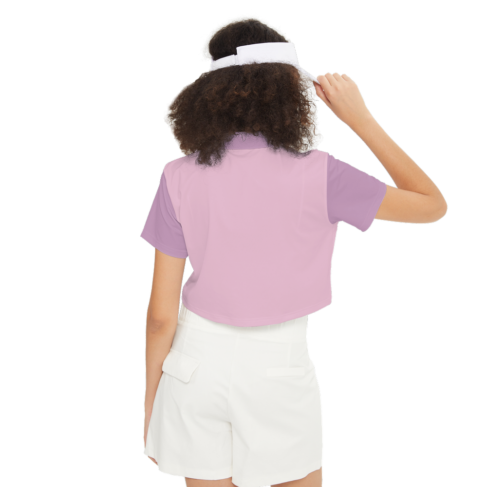 Kawaii Rabbit Rainbow Short-Sleeve Crop Polo Shirt-Heavyweight 225g