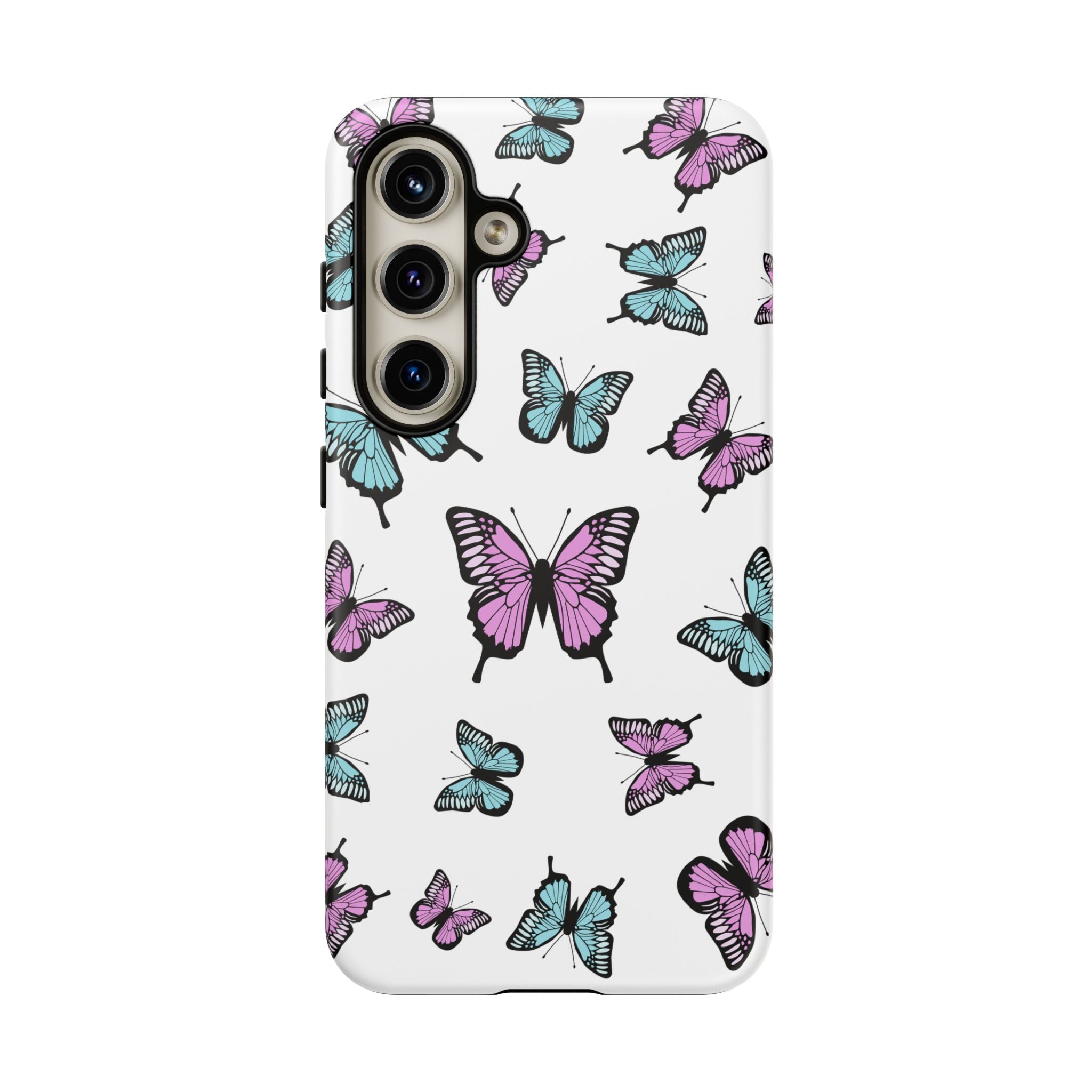Butterfly Pattern White Background Phone Cases, Protective Cover, Strong Cases, Impact Resistant, Floral Design, Unique Gifts