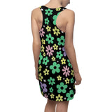 Groovy Bloom Dress Women's Cut & Sew Racerback Dress Floral Print Boho Chic Summer Festival
