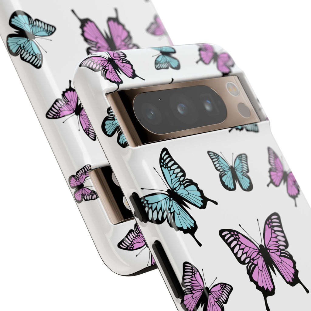 Butterfly Pattern White Background Phone Cases, Protective Cover, Strong Cases, Impact Resistant, Floral Design, Unique Gifts