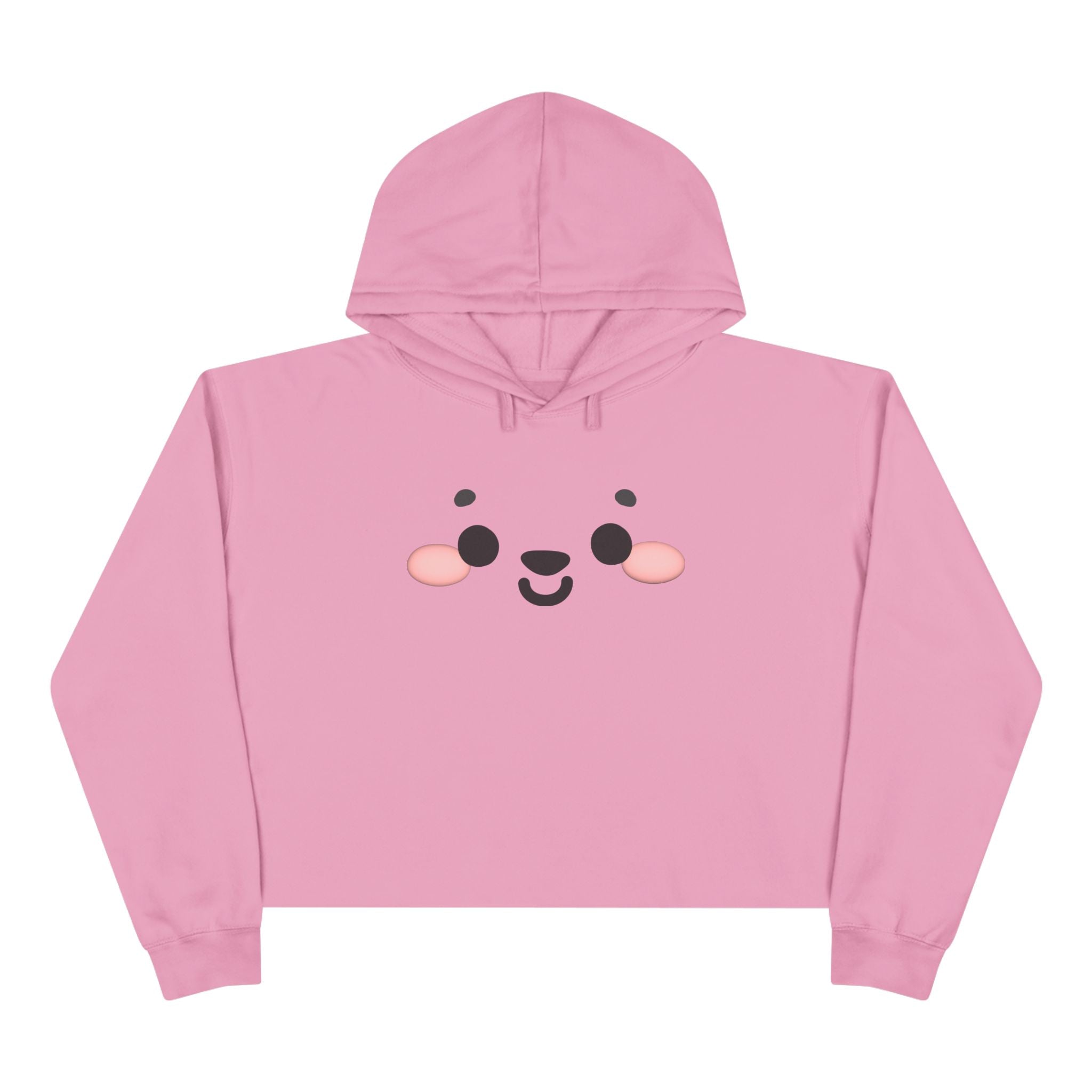 Kawaii Face Crop Hoodie - Cute Anime Sweatshirt, Japanese Style Pullover, Harajuku Fashion Jumper, Graphic Print Cropped Hoody, Pastel Anime