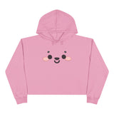 Kawaii Face Crop Hoodie - Cute Anime Sweatshirt, Japanese Style Pullover, Harajuku Fashion Jumper, Graphic Print Cropped Hoody, Pastel Anime