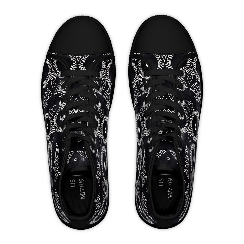 Skulls Women's High Top Sneakers - Gothic Punk Shoes