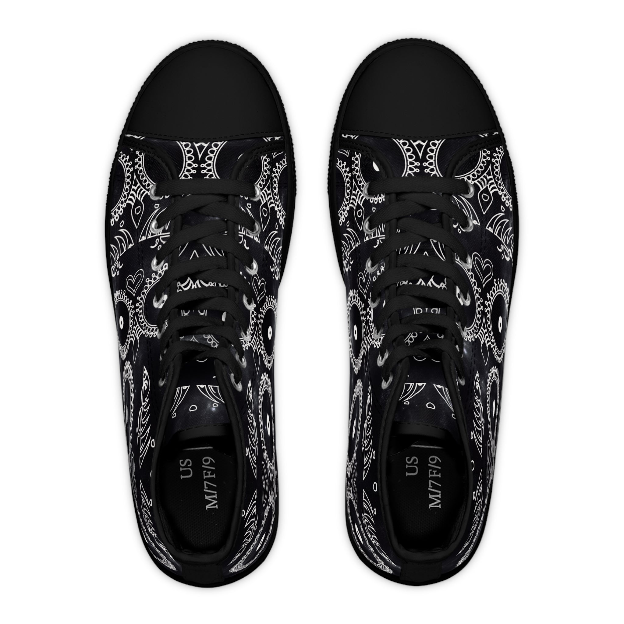 Skulls Women's High Top Sneakers - Gothic Punk Shoes
