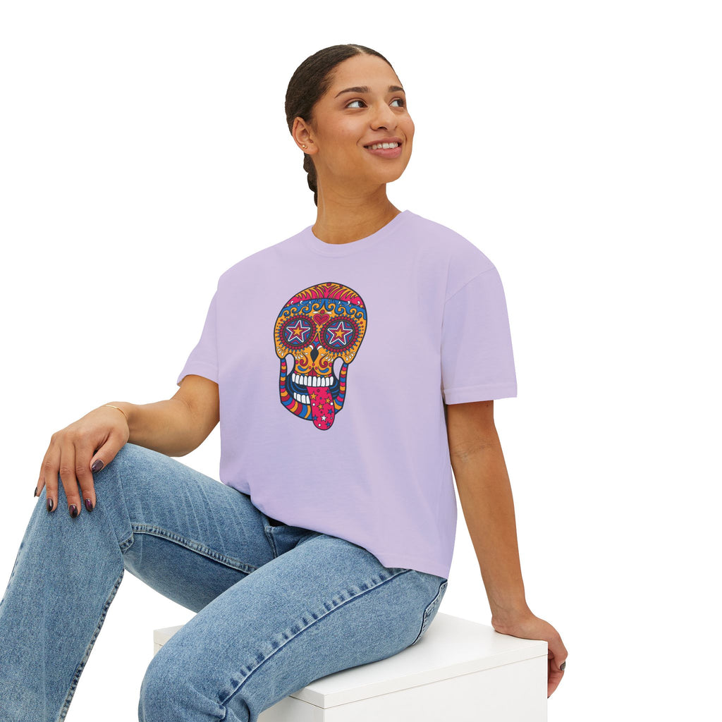Sugar Skull Boxy Tee - Day of the Dead Women's Shirt