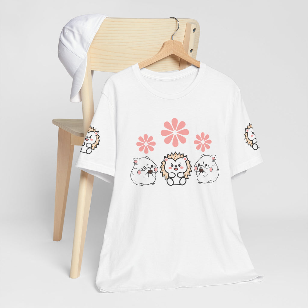 Cute Animal Tee - Hedgehog & Hamster Shirt - Happy Critter Top