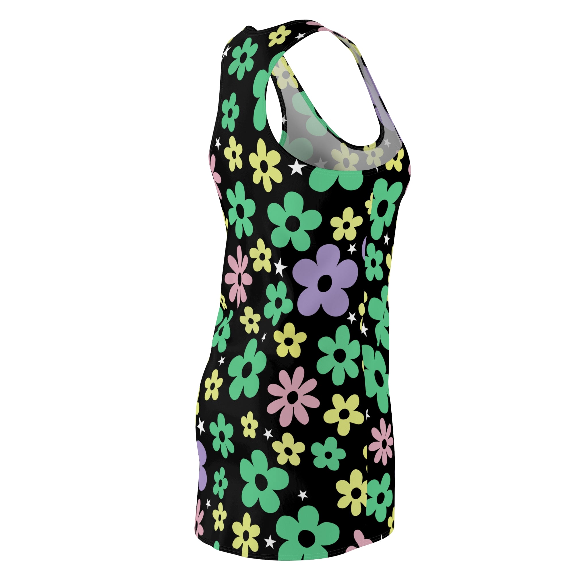 Groovy Bloom Dress Women's Cut & Sew Racerback Dress Floral Print Boho Chic Summer Festival