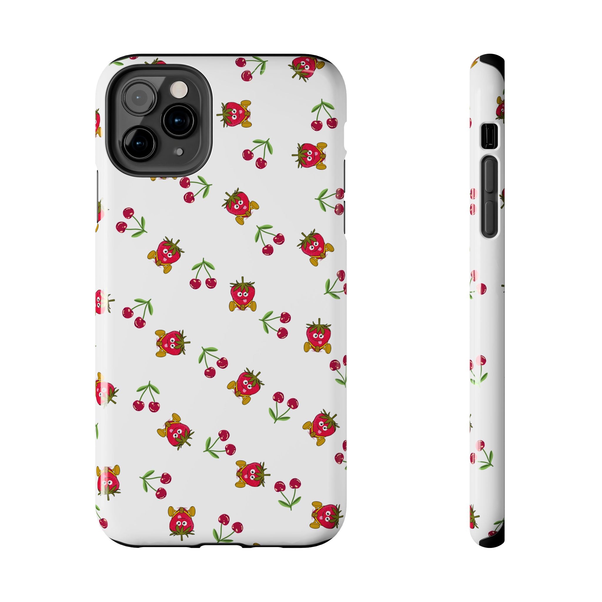 Fruit Patterned Phone Cases, Summer Fruits Phone Covers, Berry Print Tough Cases, Stylish Cell Phone Protectors, Red Fruits Phone