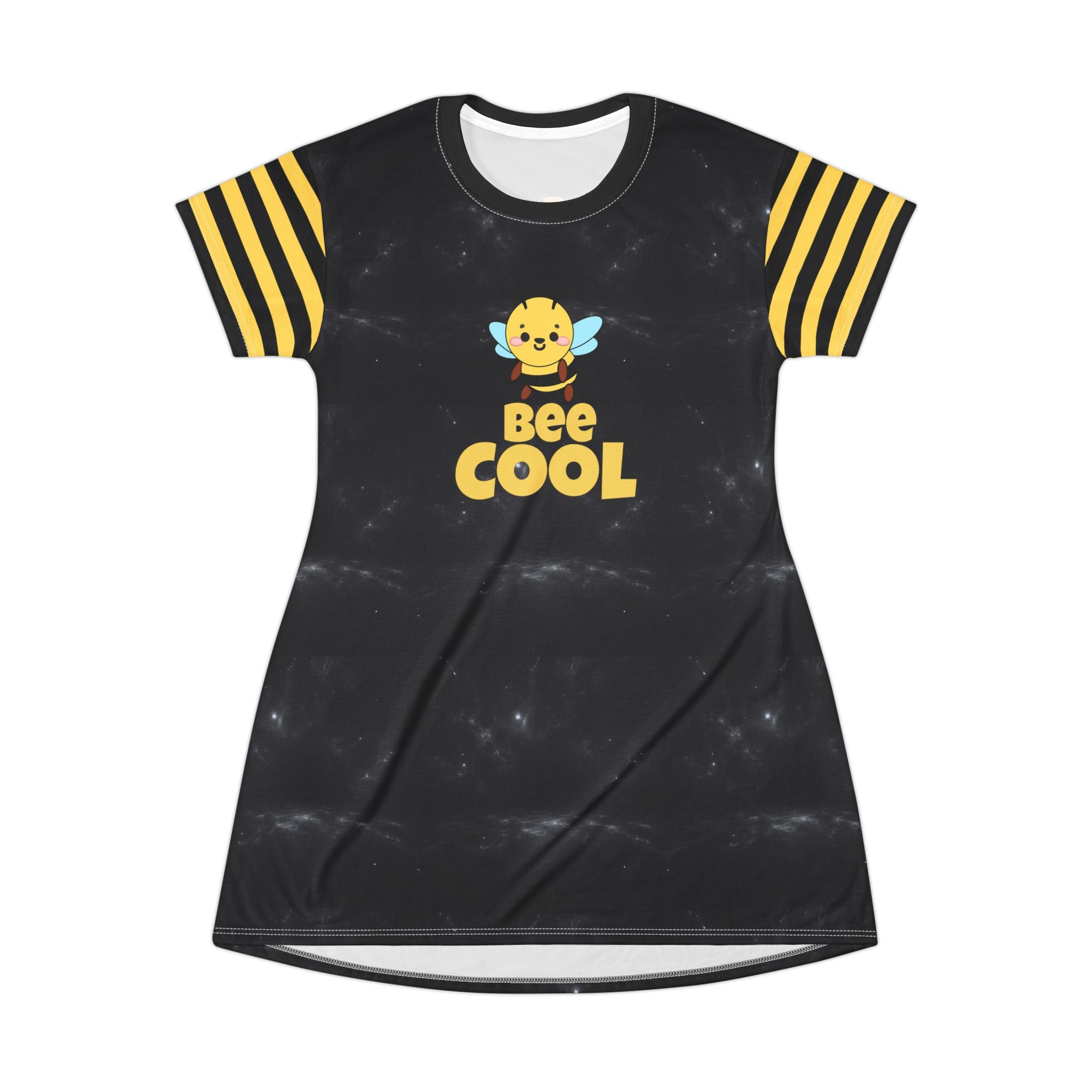 Kawaii Bee Cool T-Shirt Dress, Bee Lover Mini Dress, Cute Cartoon Graphic Tee Dress, Summer Outfit Women's Clothing, Animal Print Shift