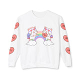 Cupido Cat Rainbow Sweatshirt, Lightweight Crewneck Jumper, Heart Love Gift, I Love You Clothing