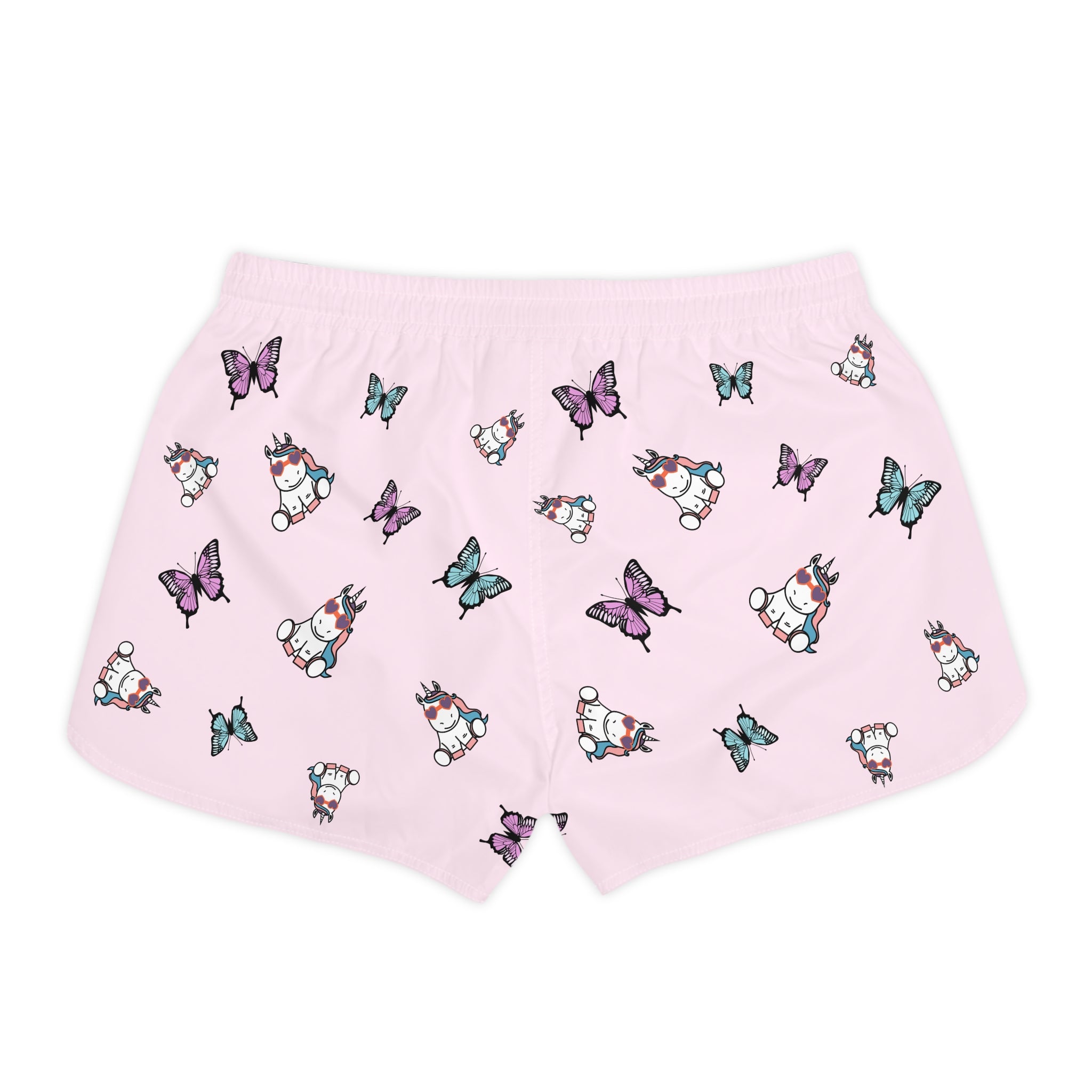 Kawaii Unicorn Shorts for Women, Cute Butterfly Pink Lounge Shorts, Comfy Pajama Bottoms, Casual Summer Beachwear, Fun Sleepwear
