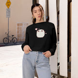 Kawaii Bear Cropped Sweatshirt, Cute Teddy Bear Fleece Pullover, Japanese Style Jumper, Harajuku Fashion, Winter Top for Women