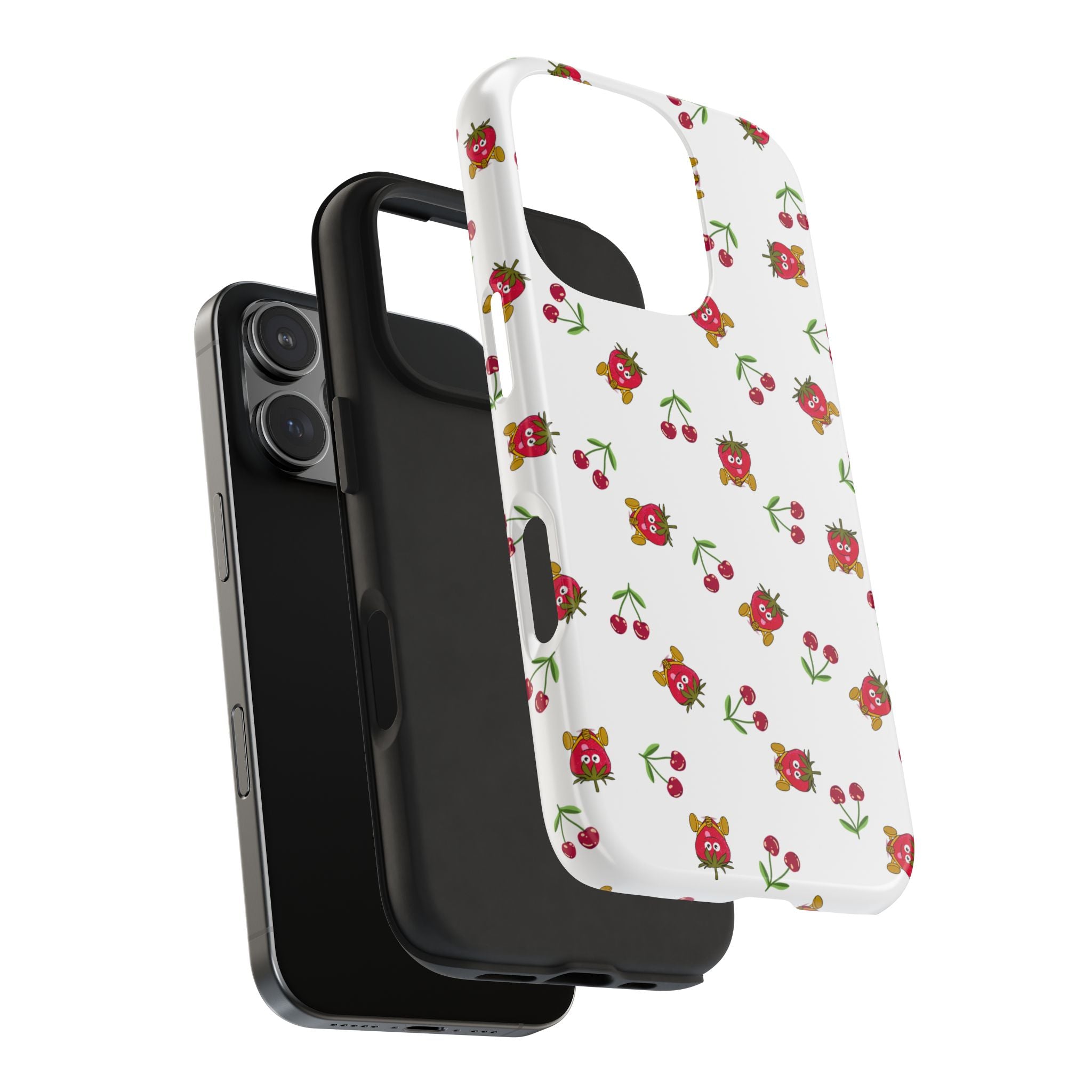 Fruit Patterned Phone Cases, Summer Fruits Phone Covers, Berry Print Tough Cases, Stylish Cell Phone Protectors, Red Fruits Phone