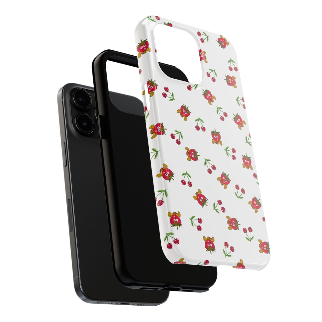 Fruit Patterned Phone Cases, Summer Fruits Phone Covers, Berry Print Tough Cases, Stylish Cell Phone Protectors, Red Fruits Phone